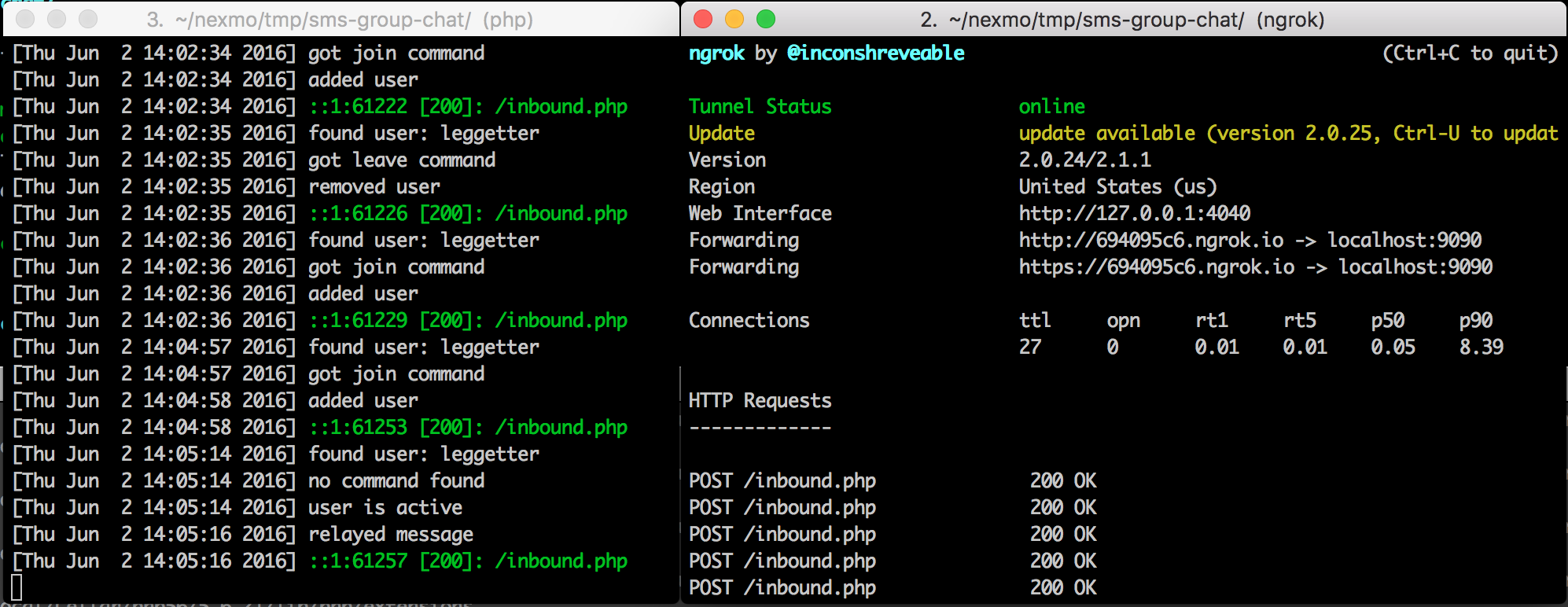 Group SMS Chat in the terminal