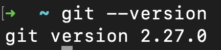 An image showing the output of a command line request for git --version