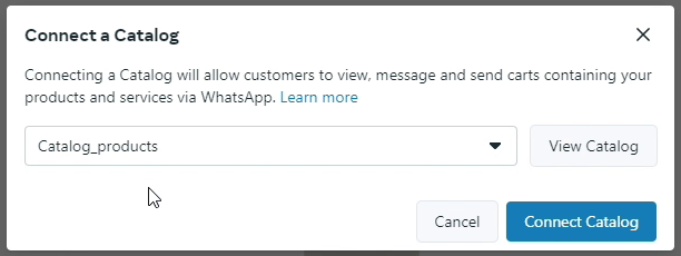 WhatsApp Manager - Connect a catalog