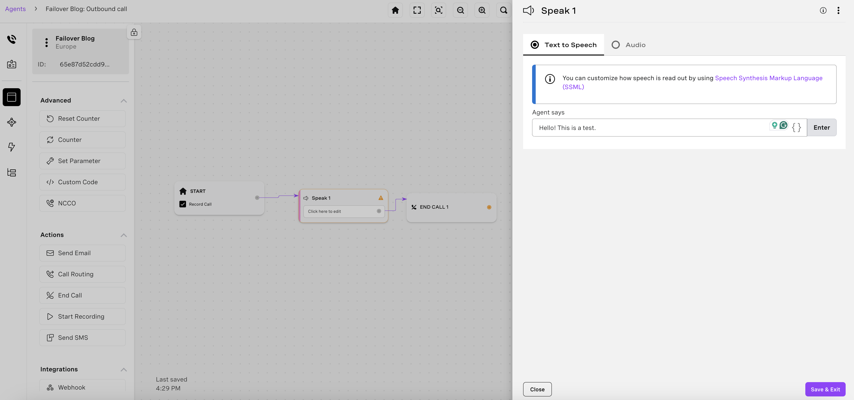 Simple Voice Agent in AI Studio