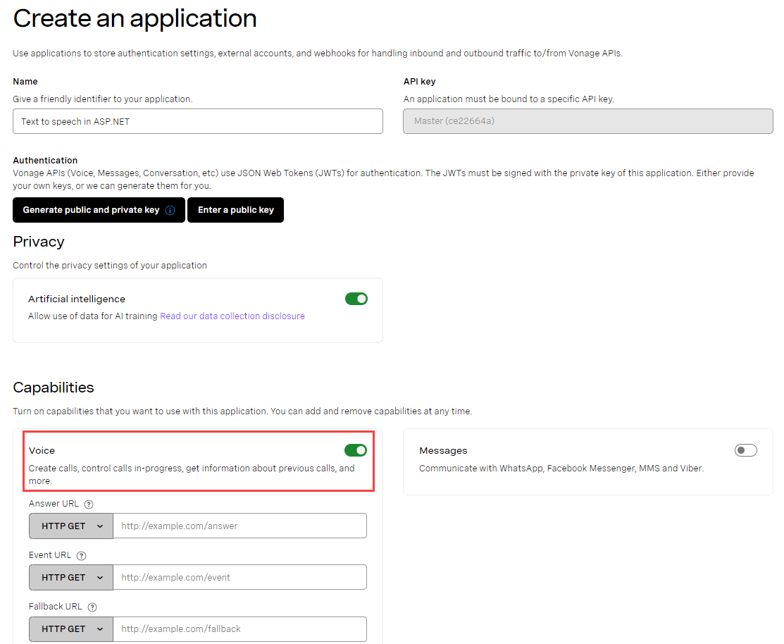 Creating a Voice enabled application
