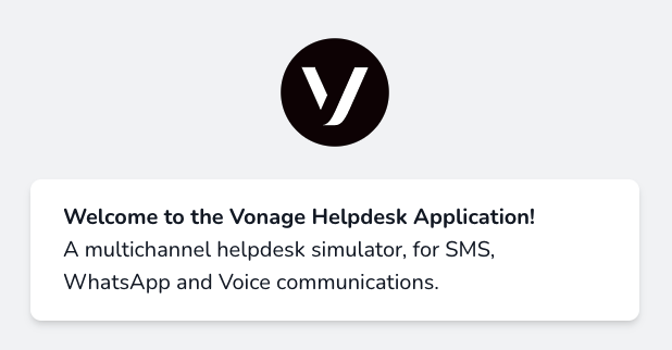 Splash screen for helpdesk with Vonage logo