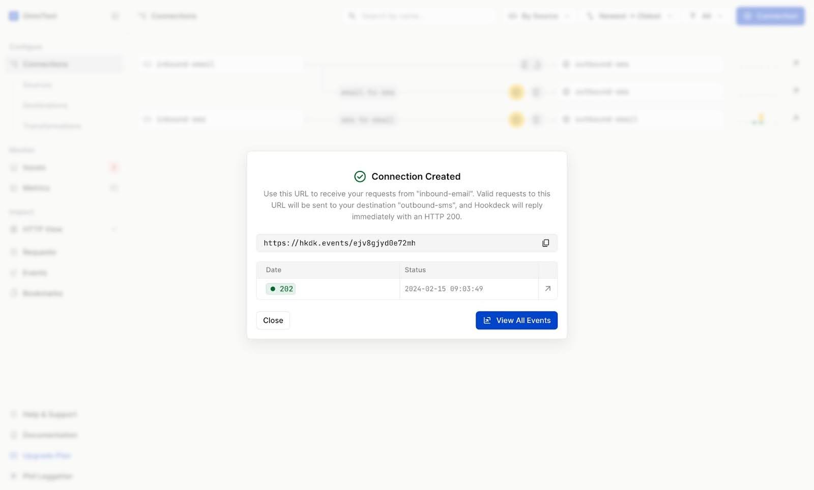 Hookdeck Successful Email to SMS Event