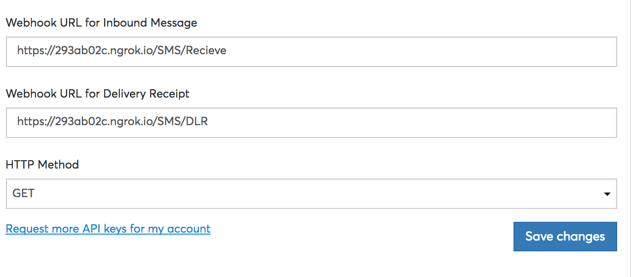 Configuring Nexmo webhooks
