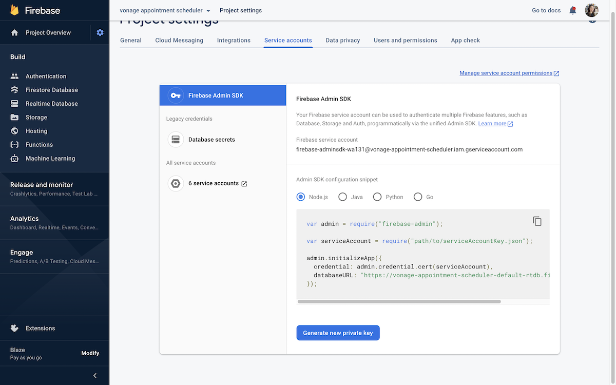 Admin SDK configuration