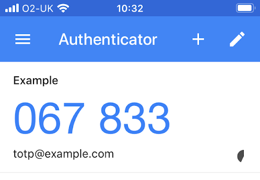 An example image of the authenticator
