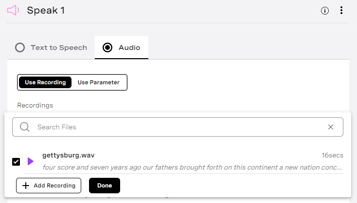 Selecting an Audio Recording