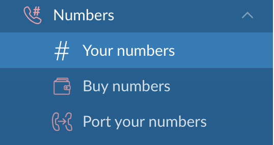 Numbers menu