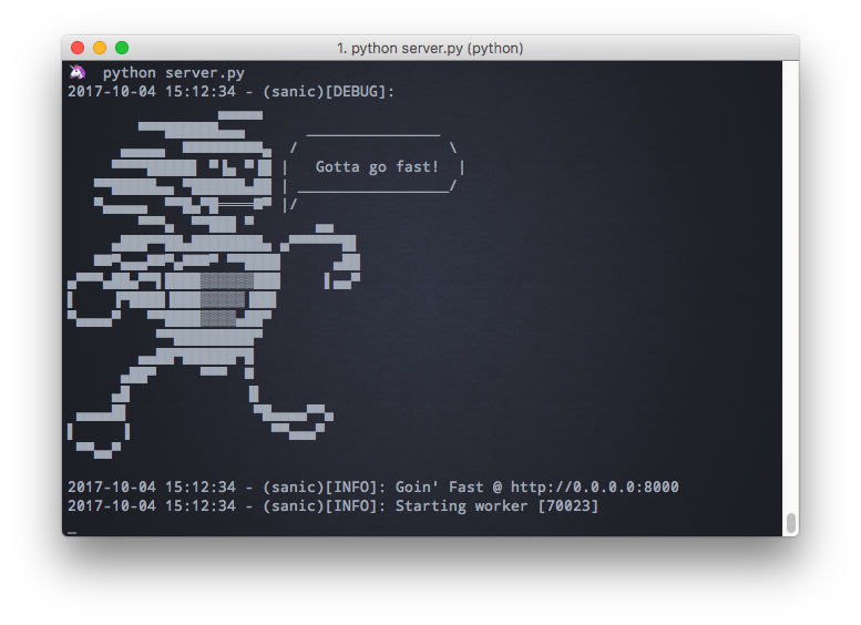 Sanic running in a Terminal