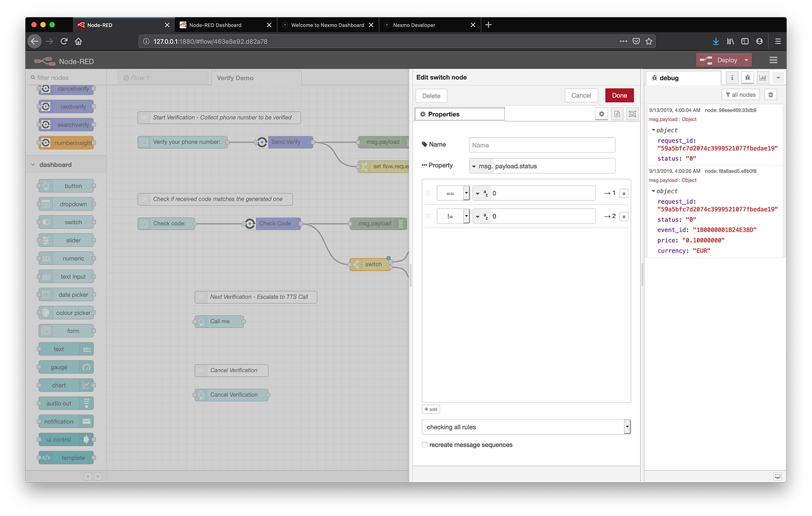 verify switch config
