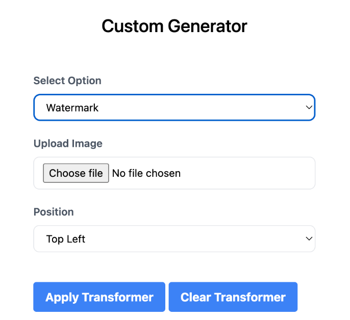 Watermark transformer form
