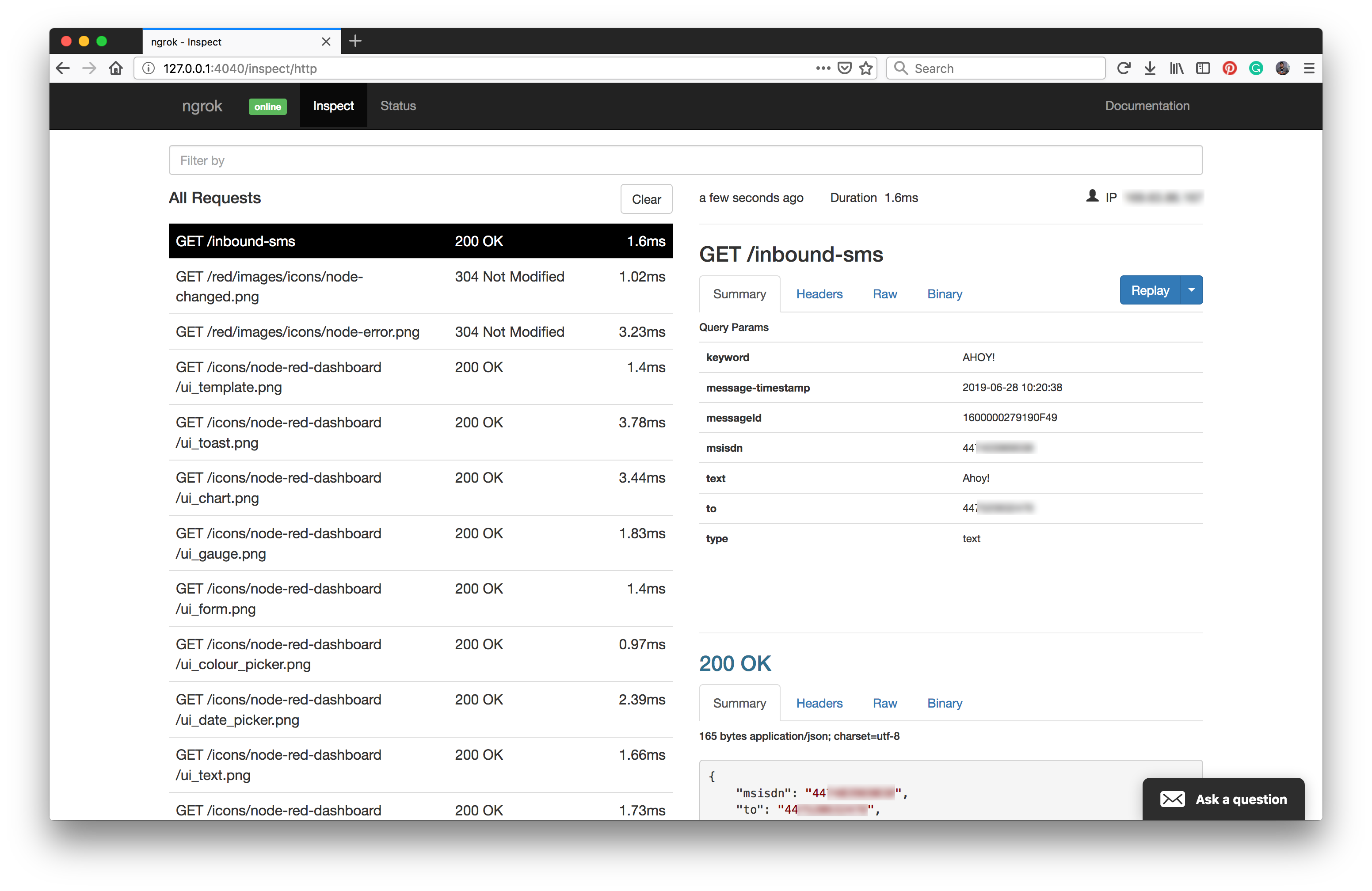 An image showing the Ngrok dashboard