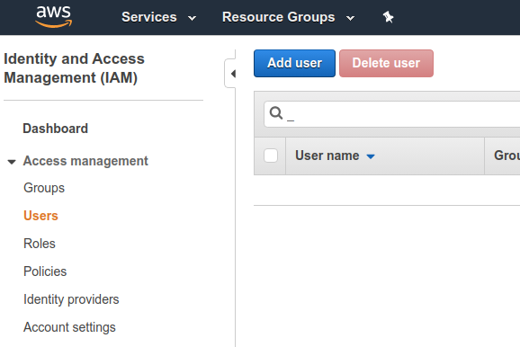 AWS new IAM user