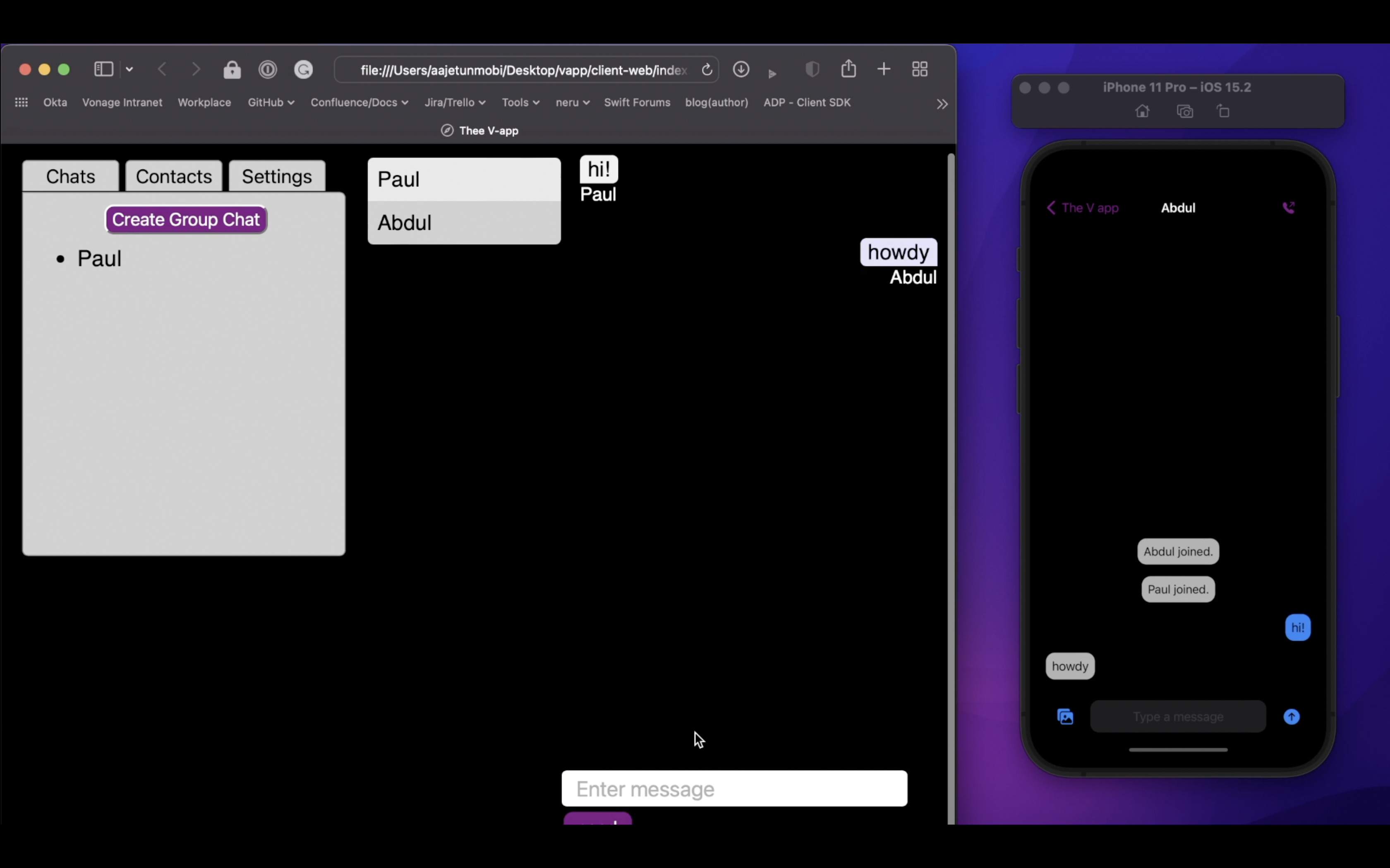 Web and iOS client messaging