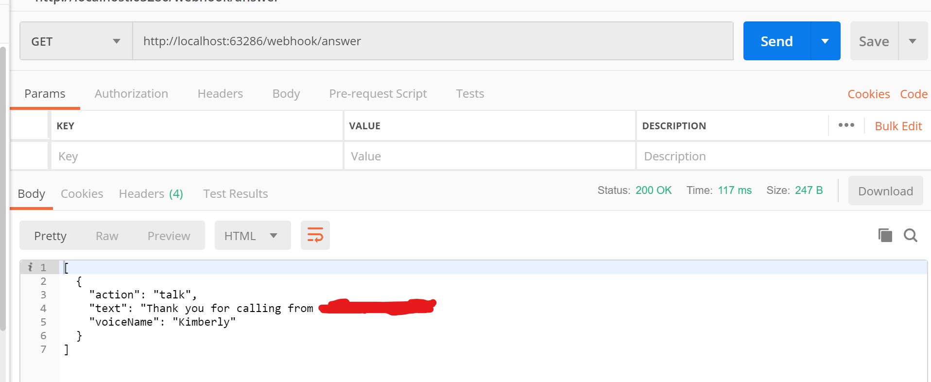 webhook answer screenshot