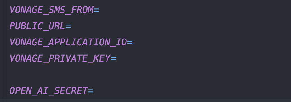 Screenshot of Helpdesk's environment variables example file