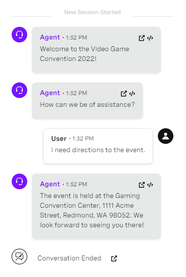 Virtual Agent in Action with user input