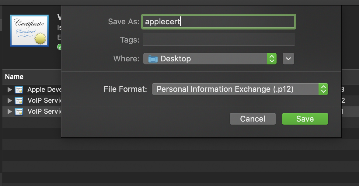 keychain access export