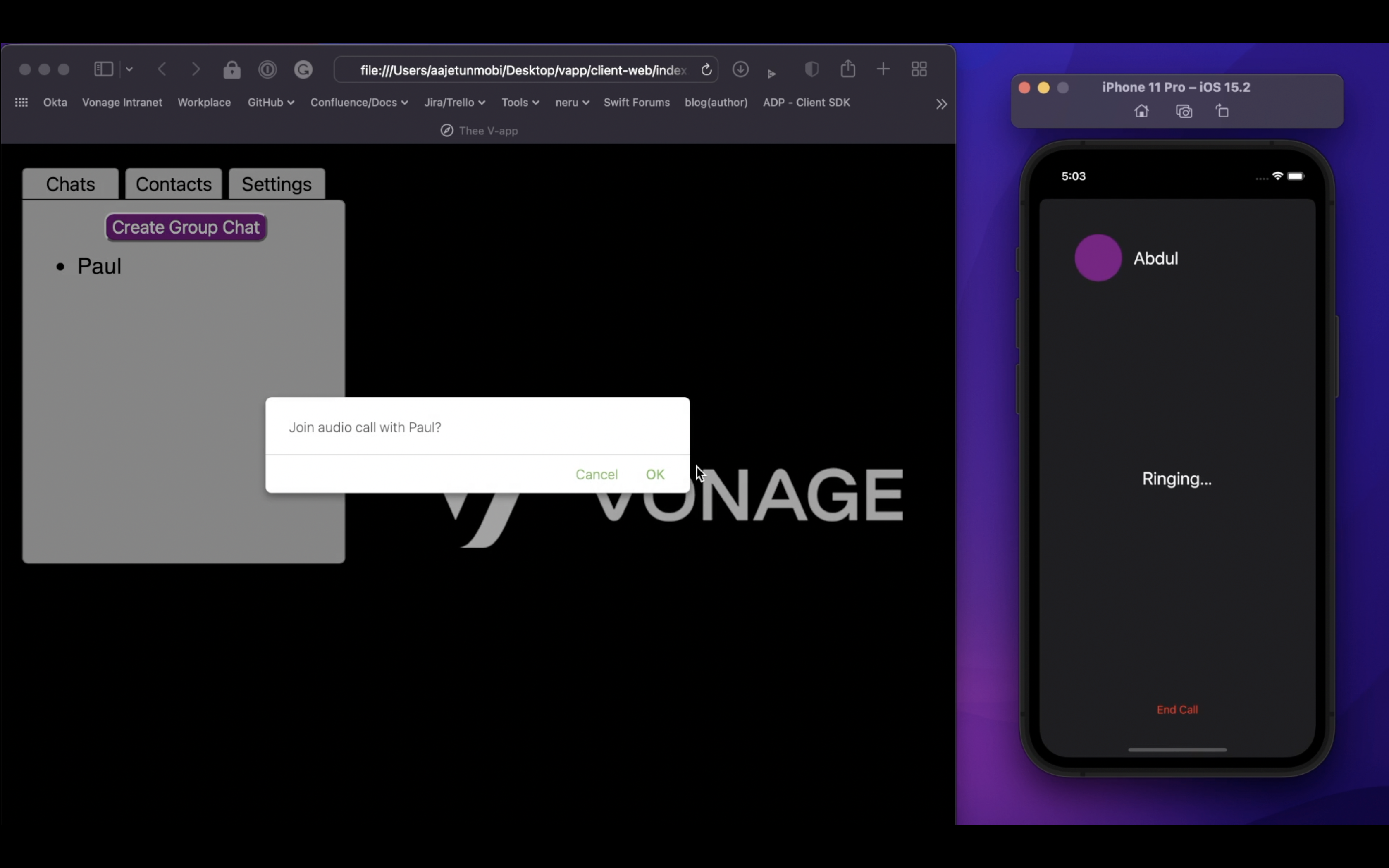 Web and iOS client calling
