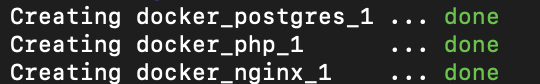 Image showing Terminal output of Docker containers successfully running