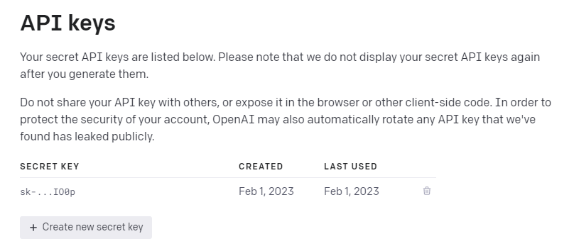 OpenAI API Key Dialog