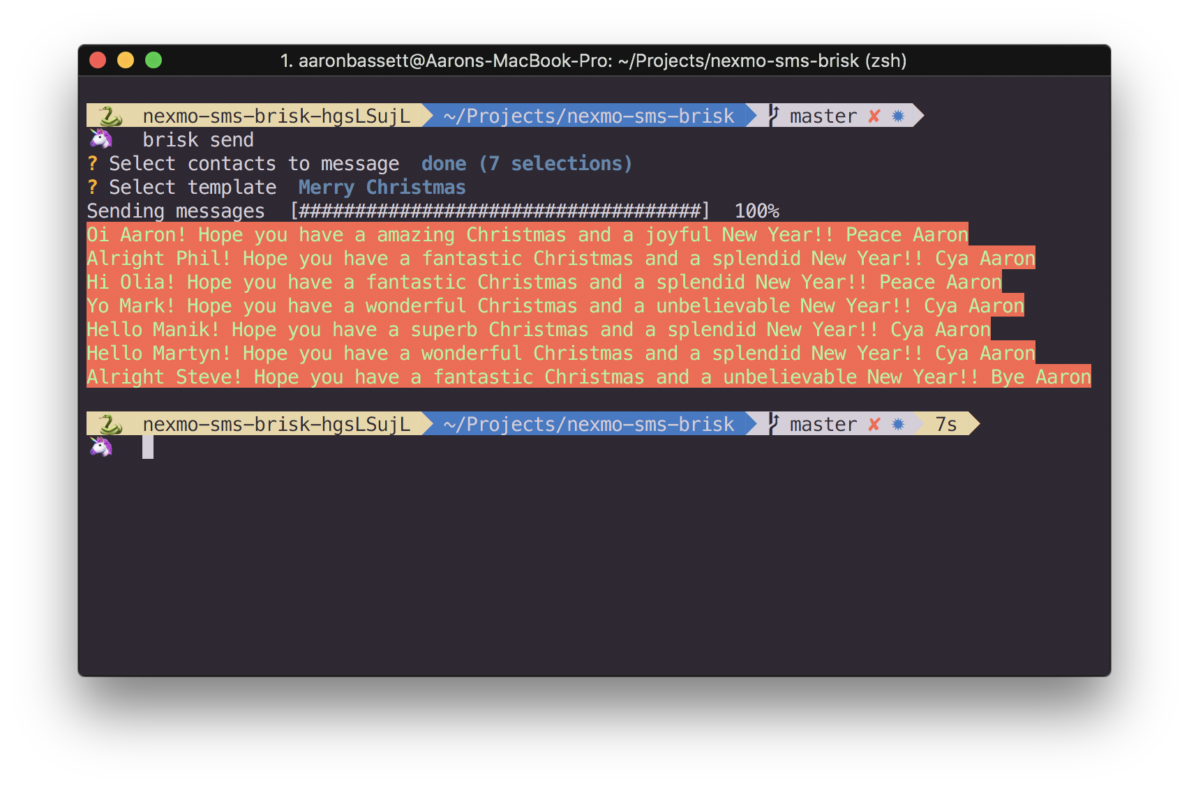 Multiple messages output from bulk SMS CLI in Python