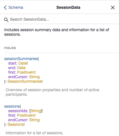 An image showing the results of searching for session data