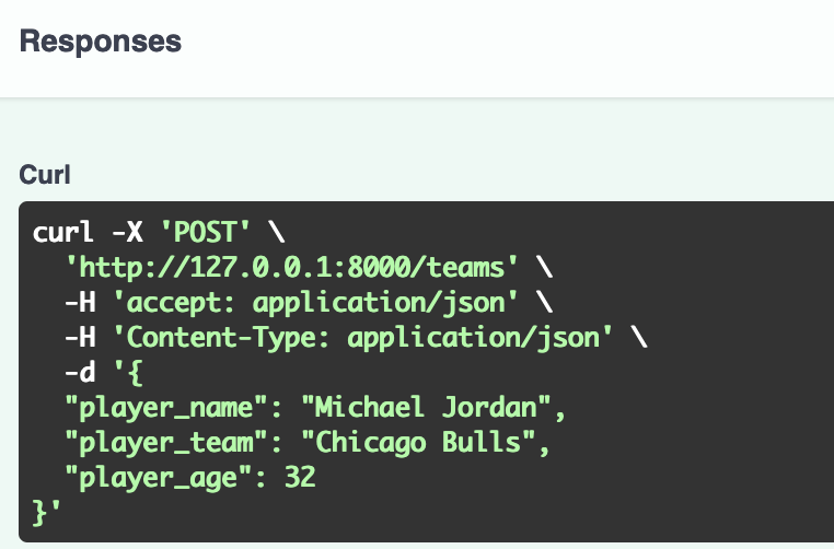 FastAPI Python automatic documentation with Pydantic POST request and Curl