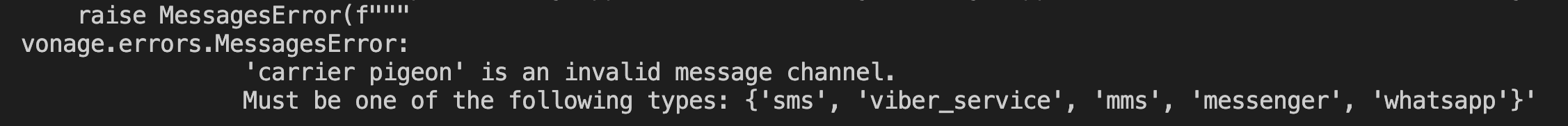 The (more useful) exception a user will see if they run the new code with the custom error class