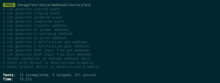 Test screenshot, showing a time of 13.21 seconds.