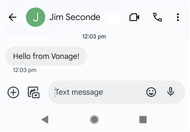 Screenshot of a phone device showing the recieved SMS