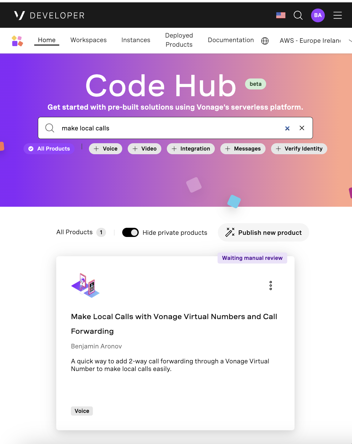 Search Code Hub for Local Calls