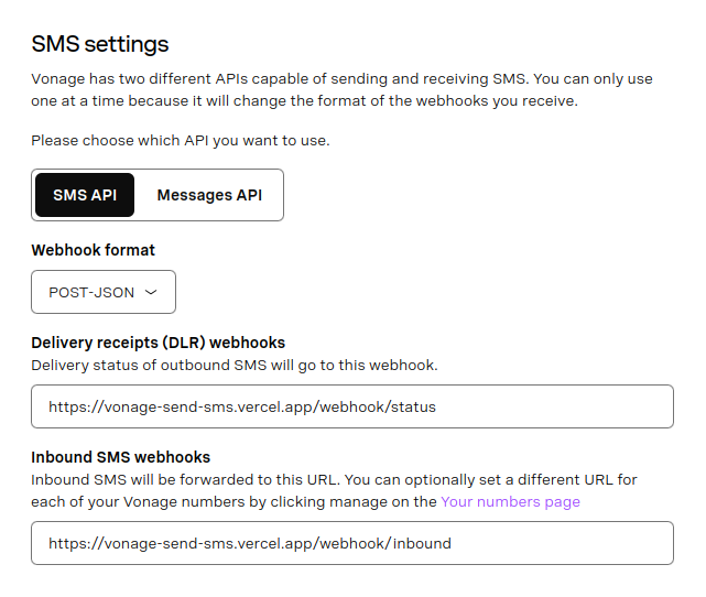 Configure SMS API Setting