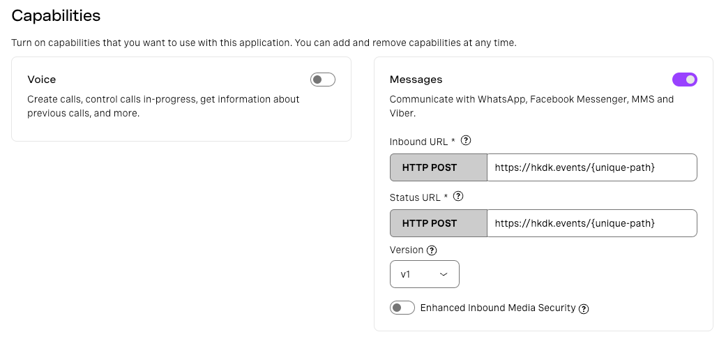 Add Hookdeck webhook to Messages API Application