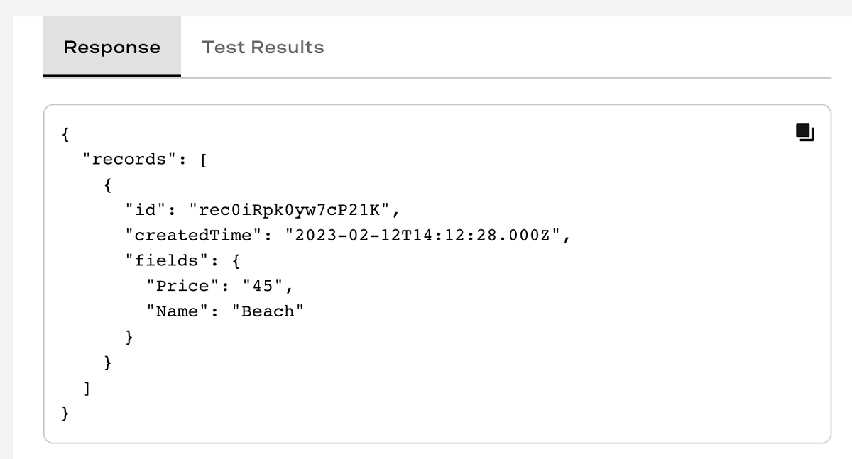 Example of Filtered Response
