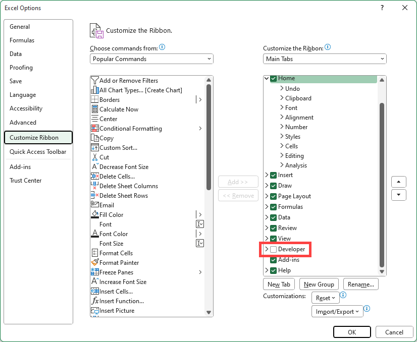 Excel Dev Mode