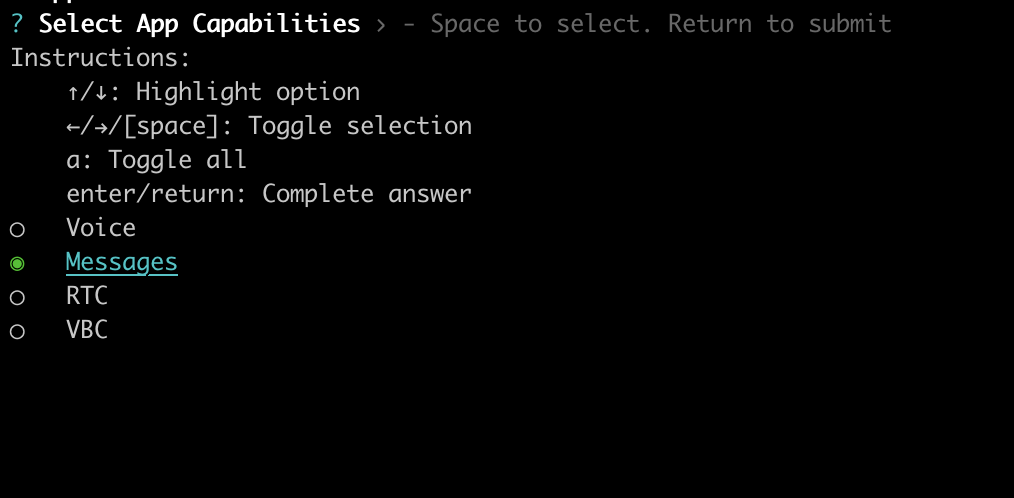 Vonage CLI select Messages API
