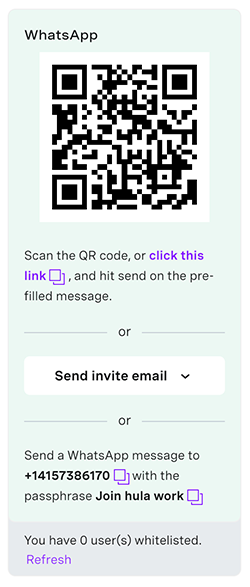 Whitelisting options for WhatsApp