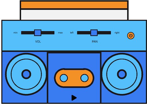 blue and orange audio player