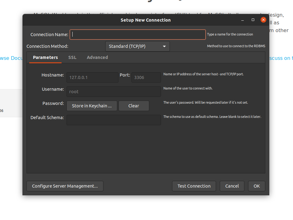MySQL Setting up a Connection