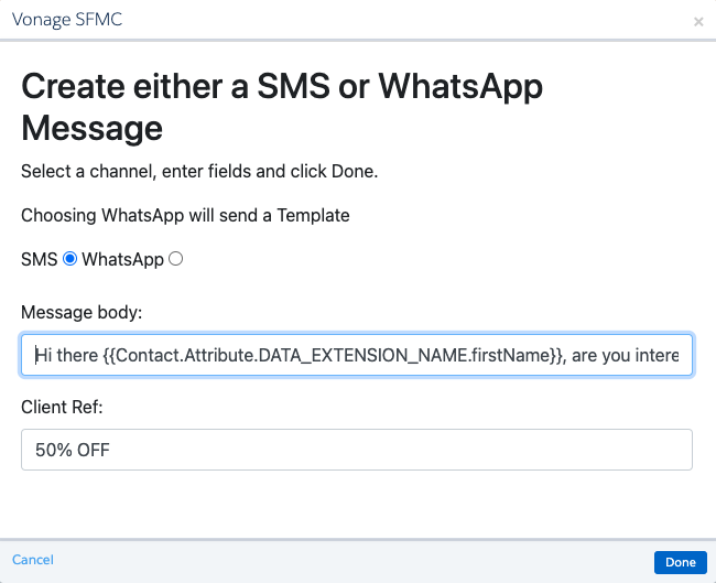 Vonage SFMC