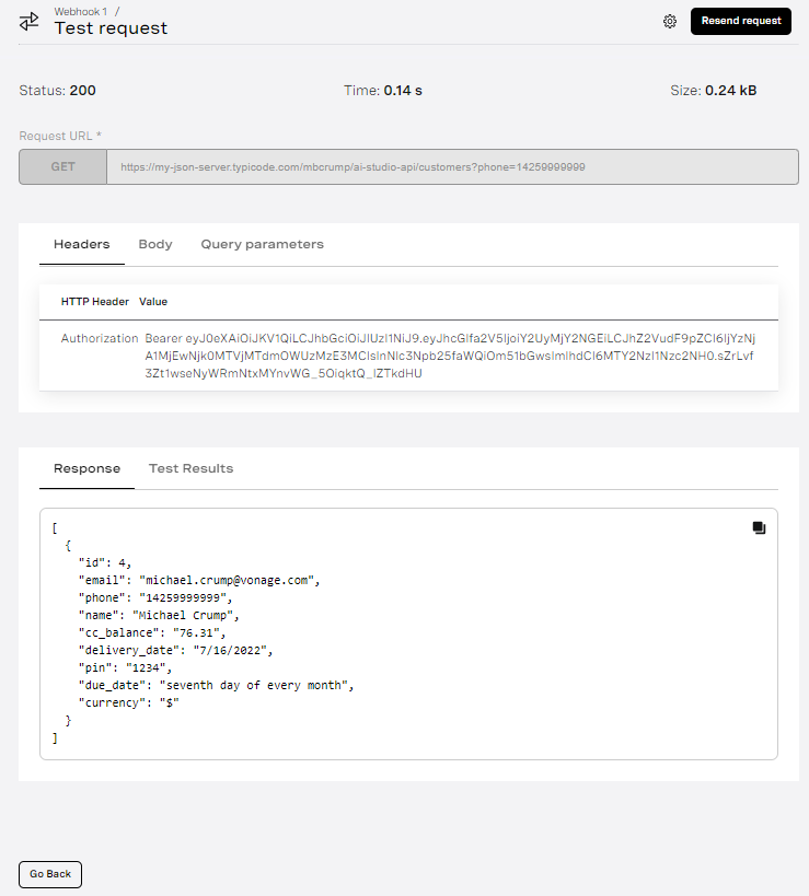 Testing our Webhook call