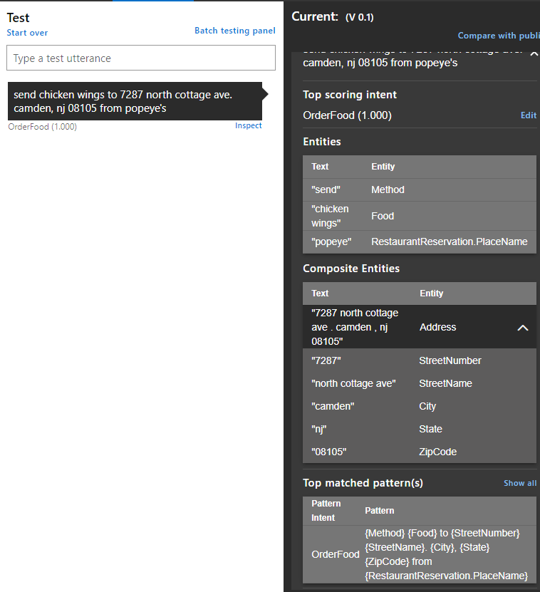 Image showing the JSON after training