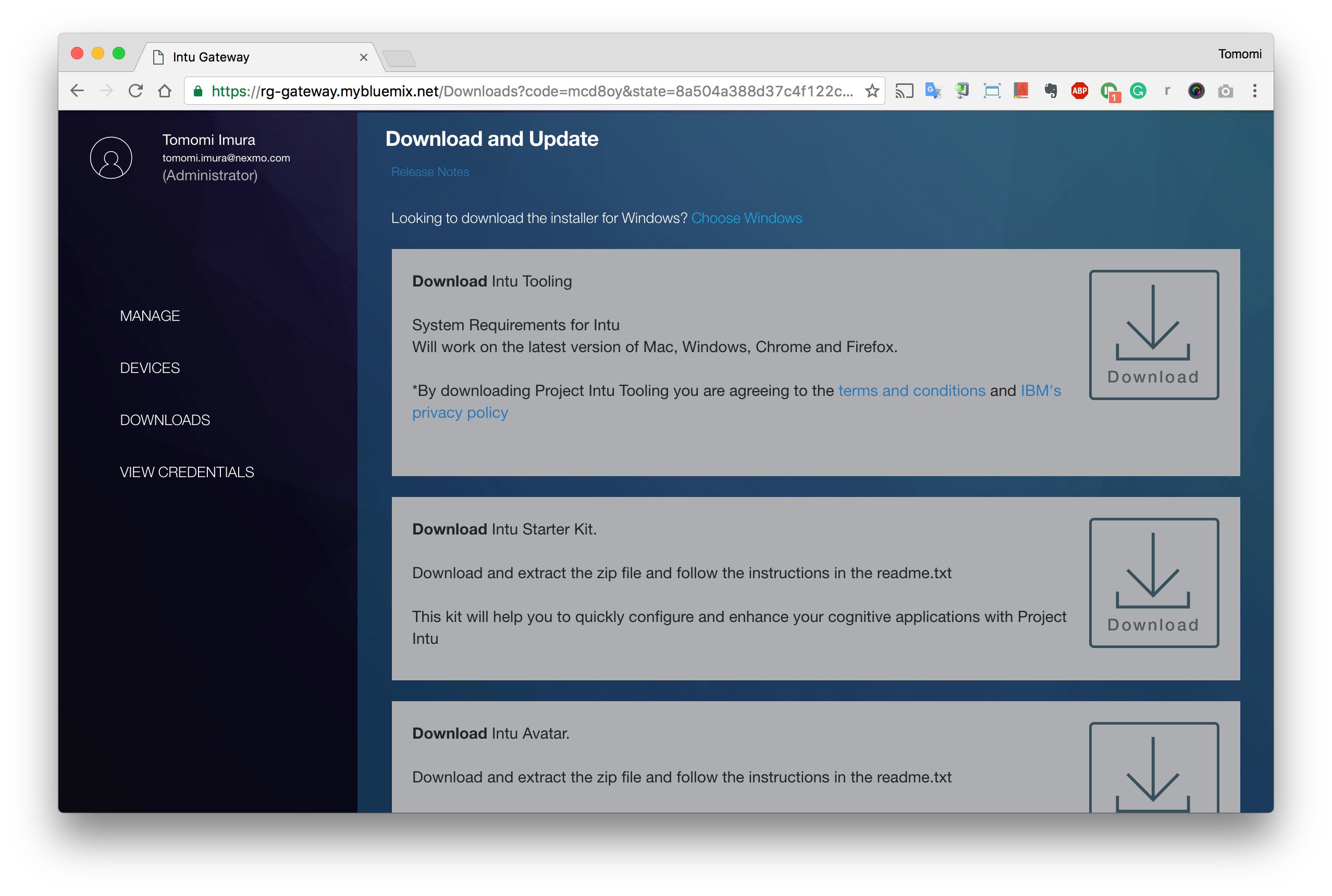 IBM Watson Intu - Download