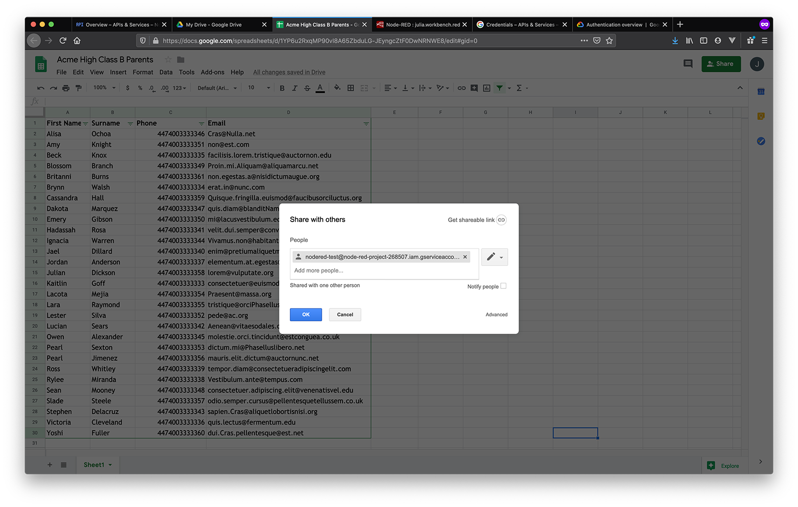google sheets share google sheet