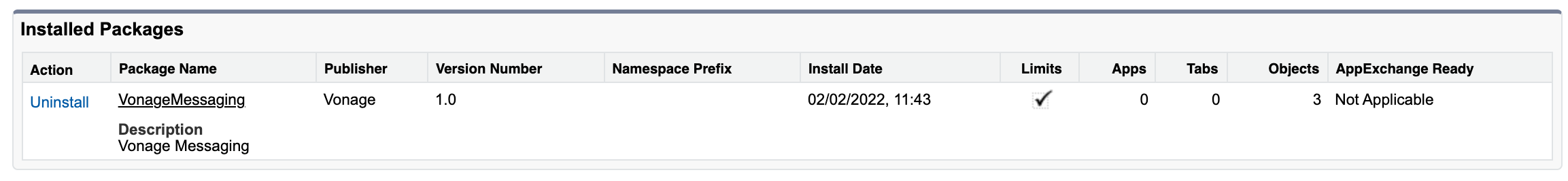Installed packages