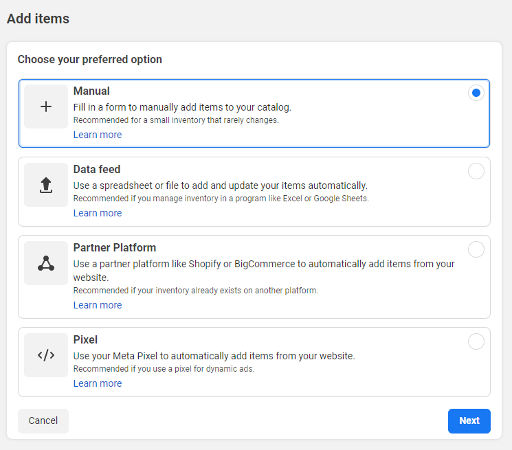 Add a item manually
