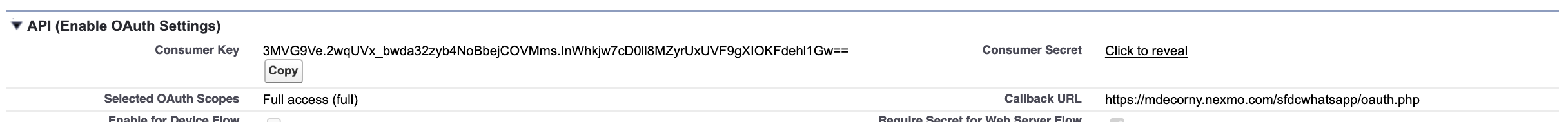 Enable Oauth settings