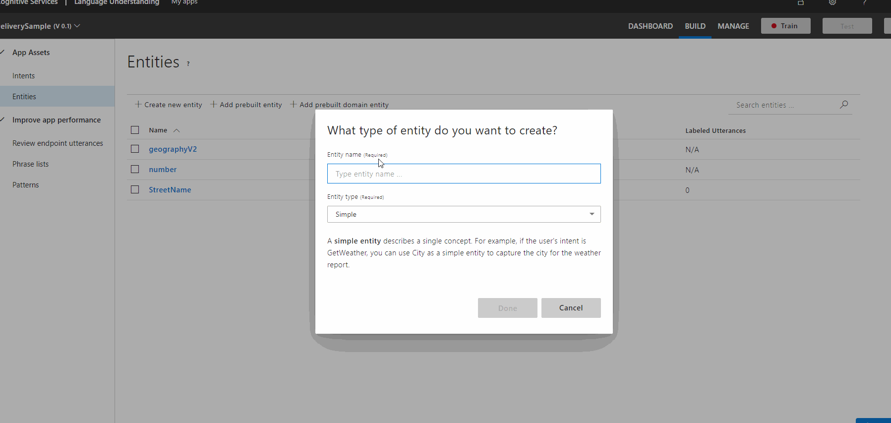 Creating an Address Type entity
