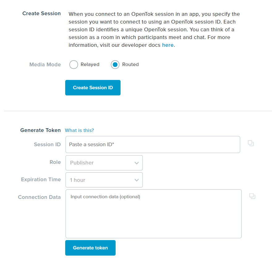 Project Tools area of a specific project in a Vonage Video API account.